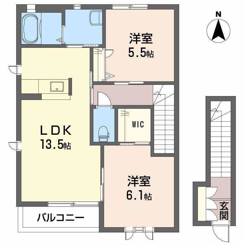SKY LOVE(2LDK/2階)の間取り写真