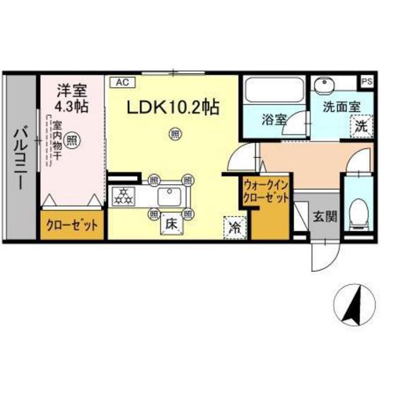 フィオーレ(1LDK/1階)の間取り写真