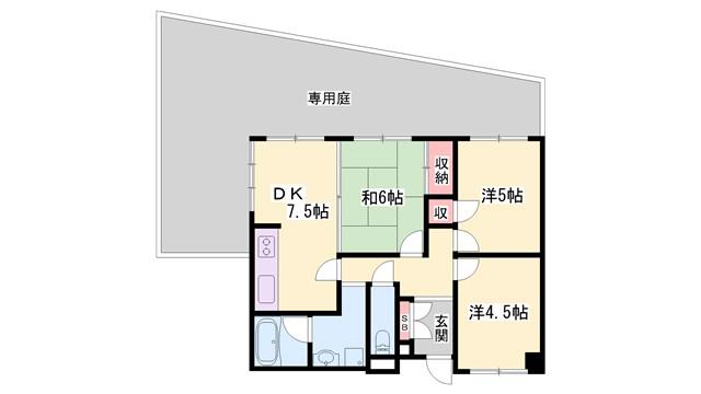 クリーンピア英賀保(3DK/1階)の間取り写真