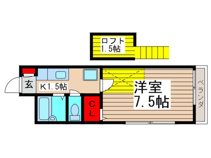 グランシャリオII(1K/1階)の間取り写真
