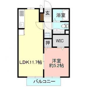 アルト守谷A(1LDK/1階)の間取り写真