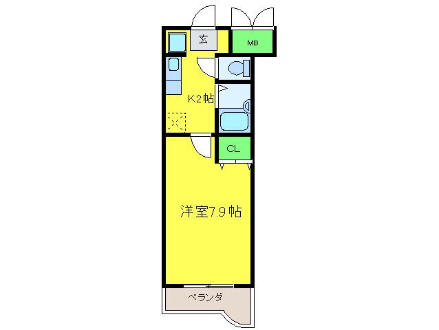 ピュール絆(1K/1階)の間取り写真
