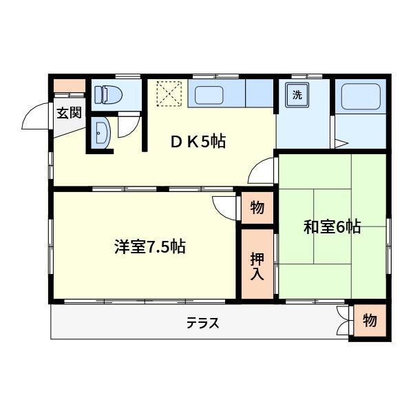 下田アパート(2K/1階)の間取り写真