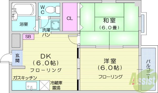 エルディムサトウ(2DK/2階)の間取り写真
