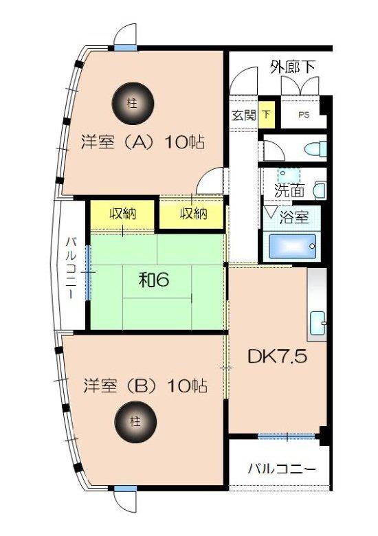 学園セブンハイツ(3DK/3階)の間取り写真