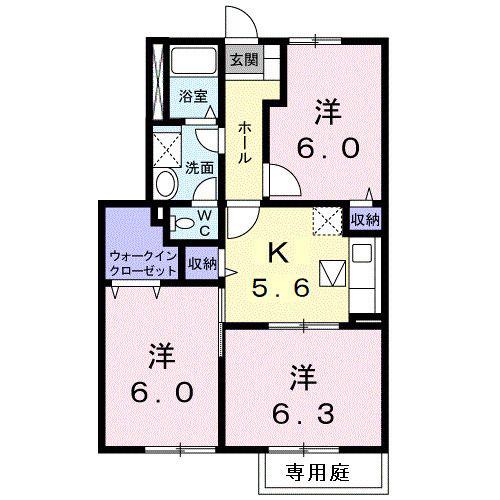 グランメゾンA棟(3K/1階)の間取り写真