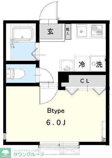 ベルンハルト谷津(1K/1階)の間取り写真