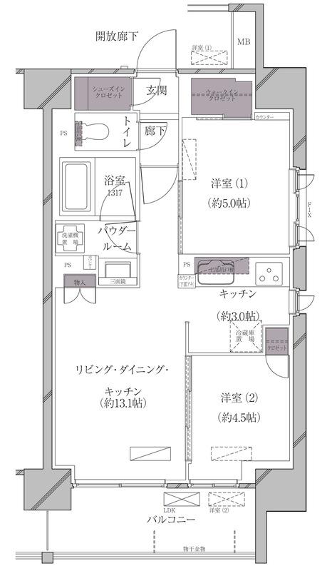 A-STANDARD芝浦 エースタンダード芝浦(2LDK/8階)の間取り写真
