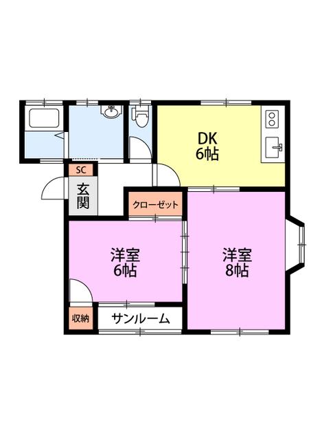 ハイツリヴェール(2DK/1階)の間取り写真
