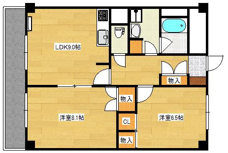 庚午北F2018ビル(2DK/6階)の間取り写真