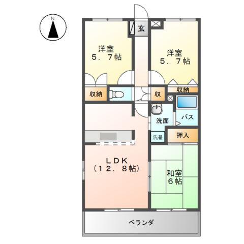 エルグランディールI(3LDK/1階)の間取り写真