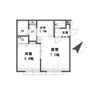 ルミエール24(1LDK/1階)の間取り写真