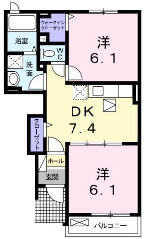 ザ サニーヴィラ 箸蔵(2DK/1階)の間取り写真