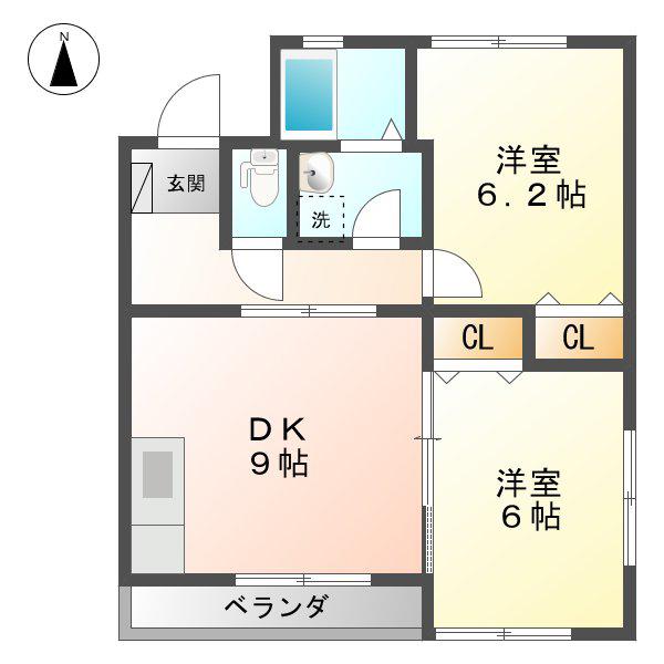 クワトロ(2DK/1階)の間取り写真