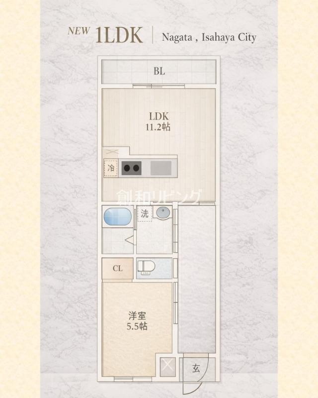 EXCEL長田B(1LDK/2階)の間取り写真