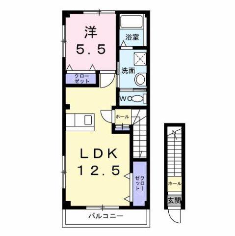 リオ・グランデB(1LDK/2階)の間取り写真