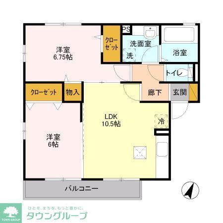 セシオン吉野(2LDK/1階)の間取り写真
