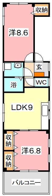 オアシス伍番館(2LDK/1階)の間取り写真