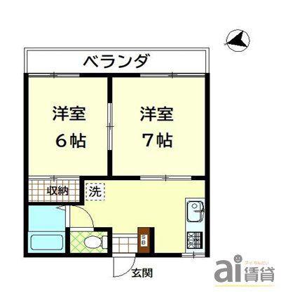 パインヒル新宿(2K/1階)の間取り写真