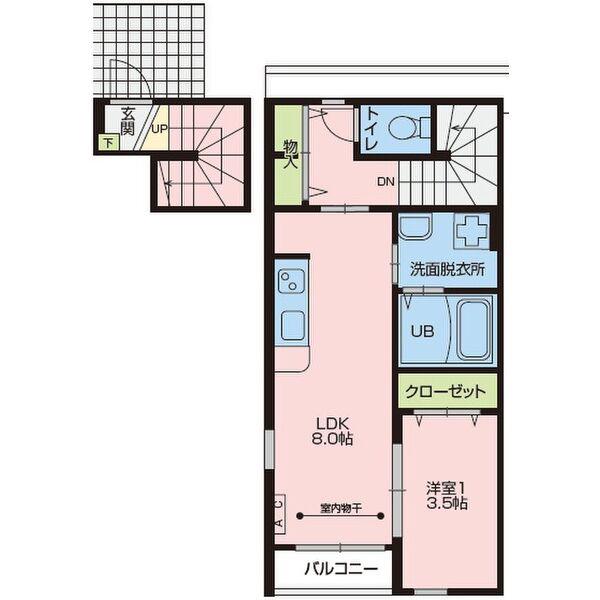 CASA DE LA PAZ(1LDK/2階)の間取り写真