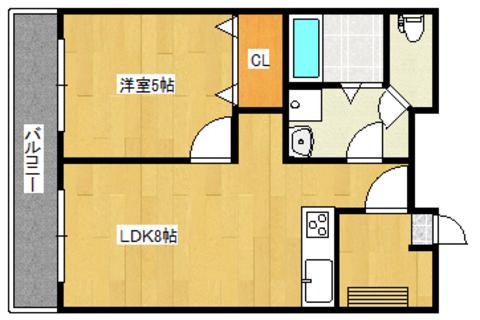 ラフィネB(1LDK/1階)の間取り写真