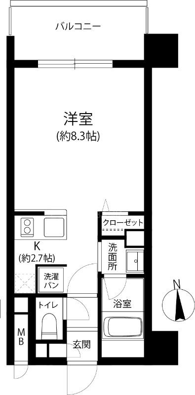 リフェスタ渡辺通(ワンルーム/5階)の間取り写真