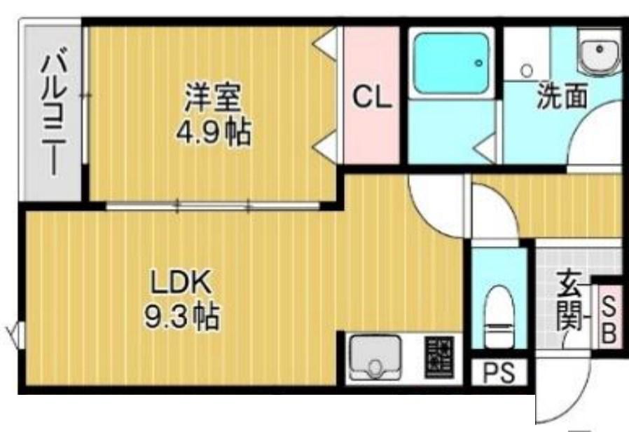 ランドレーヴ尼崎(1LDK/2階)の間取り写真