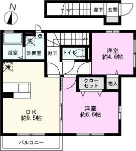 アーベイン桜丘(2LDK/2階)の間取り写真