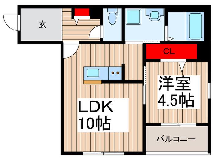 リーブルファイン新座大和田2号棟(1LDK/3階)の間取り写真