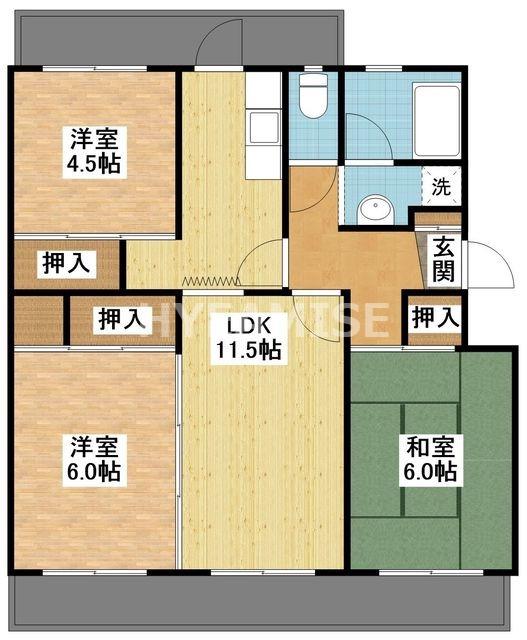 ユートピア真崎A棟(3LDK/3階)の間取り写真