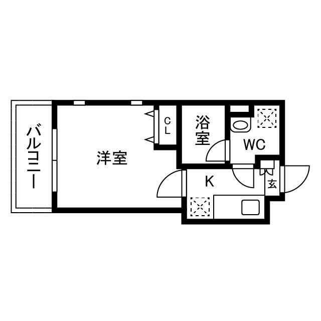 グランアセット自由が丘(1K/2階)の間取り写真