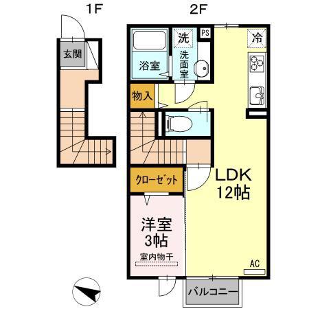 ノヴァ ソレイユ(1LDK/1階)の間取り写真