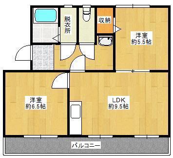 コンチェルト東合川II(2LDK/5階)の間取り写真