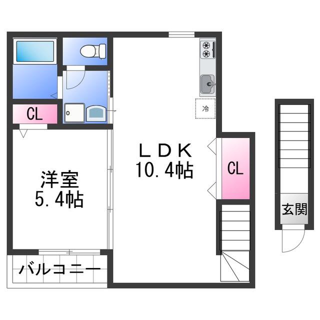 TJ松島C(1LDK/2階)の間取り写真