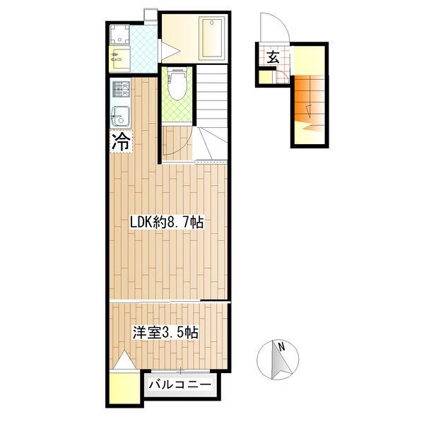 LIBRA COURT 文化町(1LDK/2階)の間取り写真