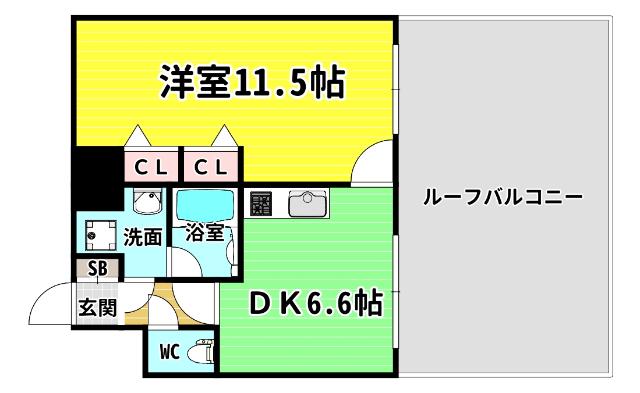 WINGCOURT 阿波座(1DK/9階)の間取り写真