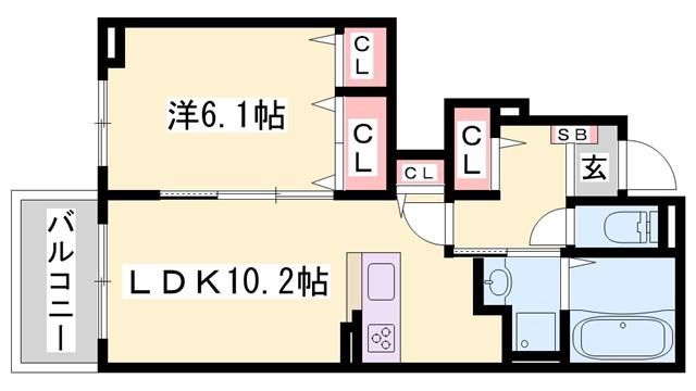 ソレイユガーデン(1LDK/1階)の間取り写真