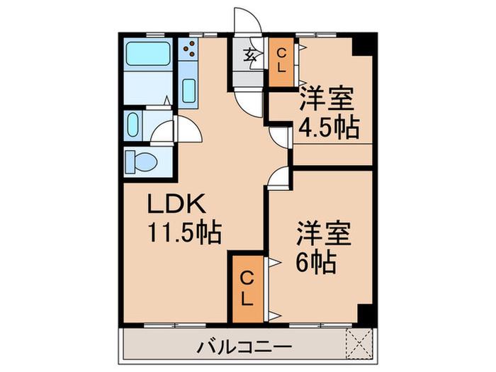 組坂ビルNO.8(2LDK/1階)の間取り写真