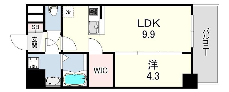 ソルテラスKOBE(1LDK/3階)の間取り写真