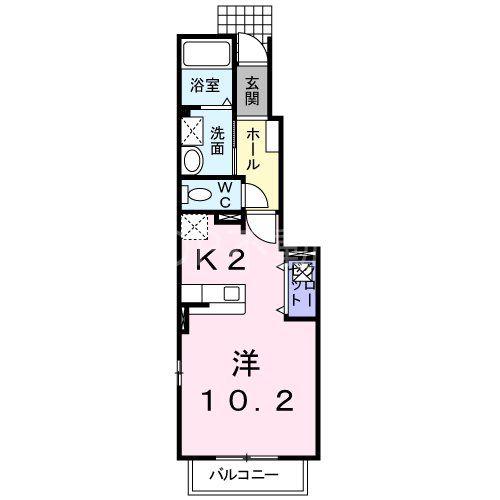 ベルパークA(1K/1階)の間取り写真
