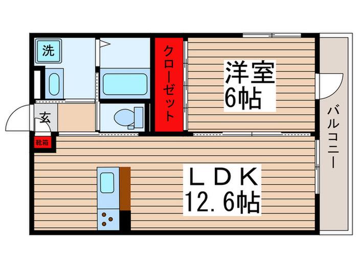 リブリシャイニングレイ広尾(1LDK/1階)の間取り写真