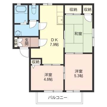 TERRY BLVD A(3DK/2階)の間取り写真