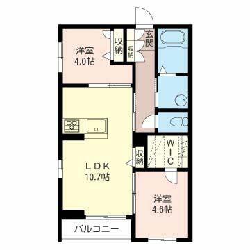 パルテノン(2LDK/1階)の間取り写真