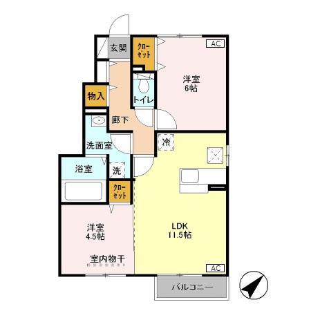アトリオ青山A 101(2LDK/1階)の間取り写真