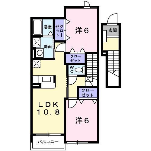 ライブリーフィールドIII(2LDK/2階)の間取り写真