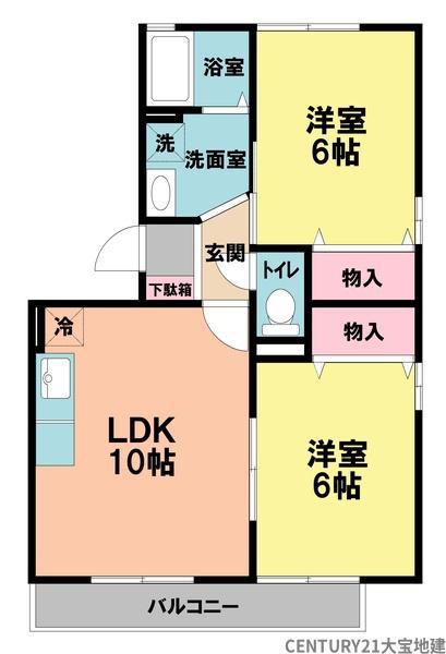 IS 若葉B(2LDK/3階)の間取り写真