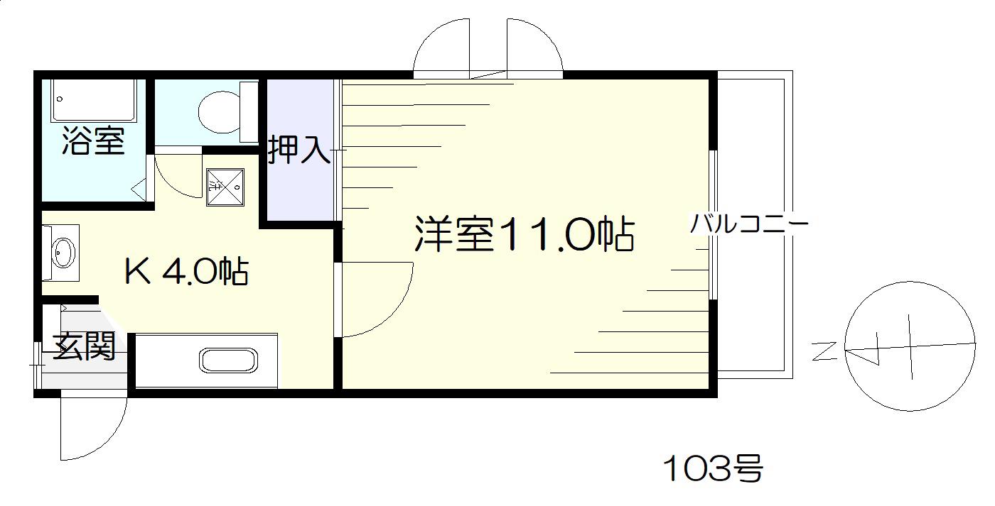 パークアベニュー長命ケ丘(2K/2階)の間取り写真
