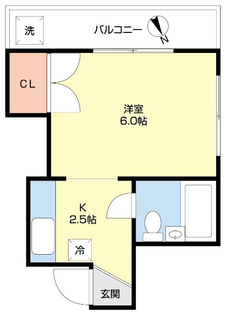 コスモス壱番館(ワンルーム/4階)の間取り写真
