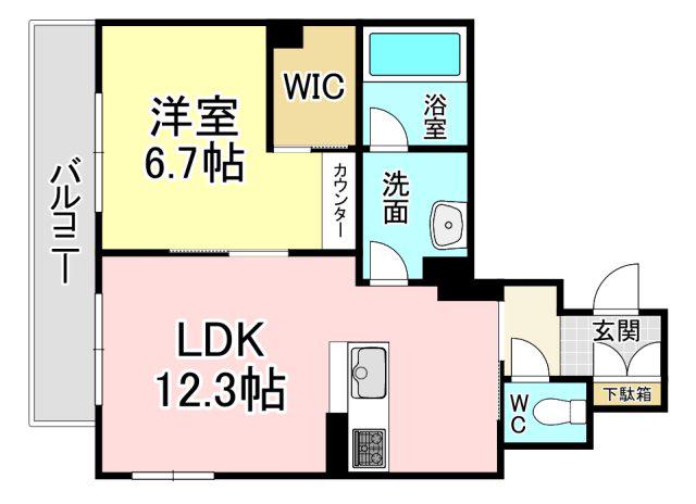 シャーメゾン優蒼(1LDK/2階)の間取り写真