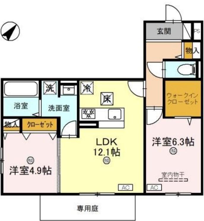 サンパティーク東町(2LDK/3階)の間取り写真